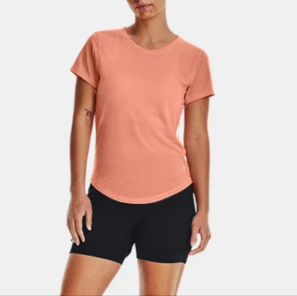Under Armour UA Streaker Running Activewear Tshirt with Mesh Bubble Peach XS
